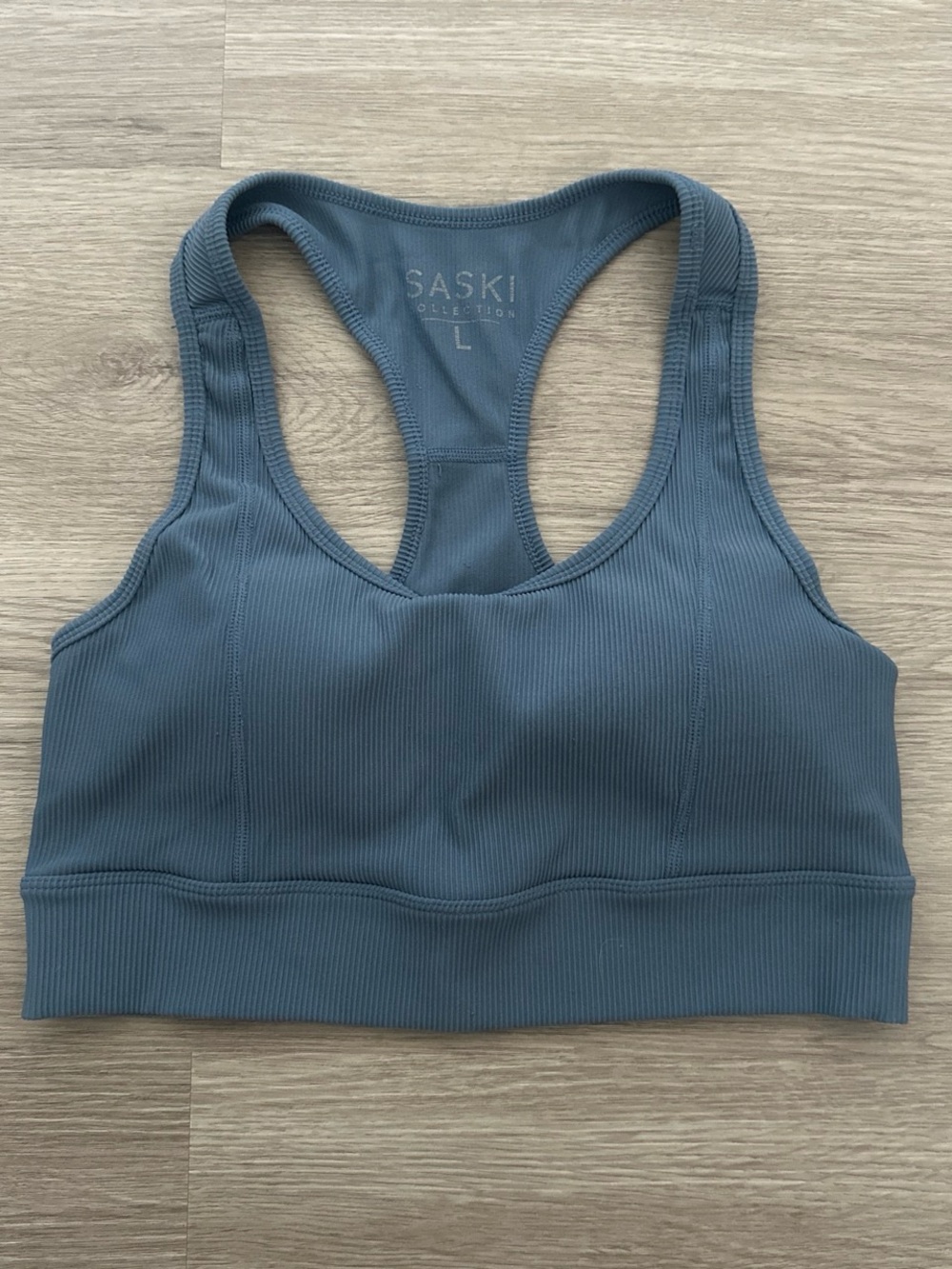 Saski Collection Ribbed Racerback Sports Bra - Slate Blue - Picture 1 of 3